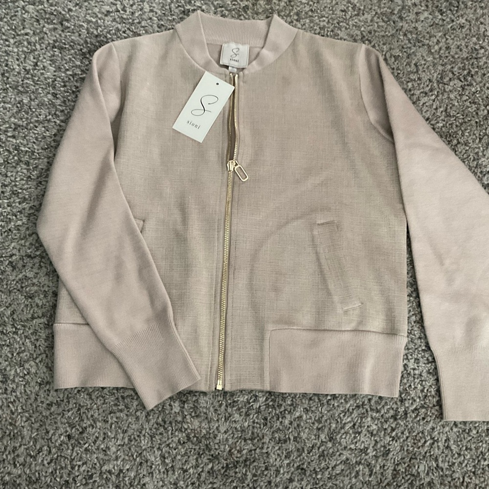 Sioni Tan Bomber Jacket Soft Minimalist Design